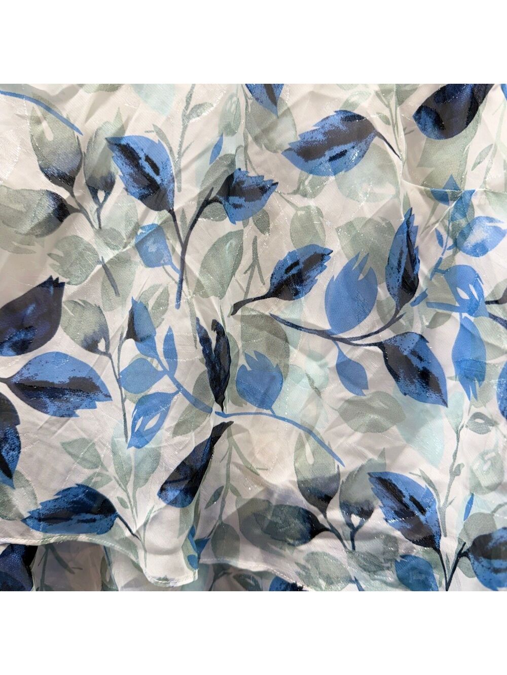 Alex Evenings Women's Tiered Blue Floral Printed Chiffon Blouse Women Size Large - Picture 3 of 4